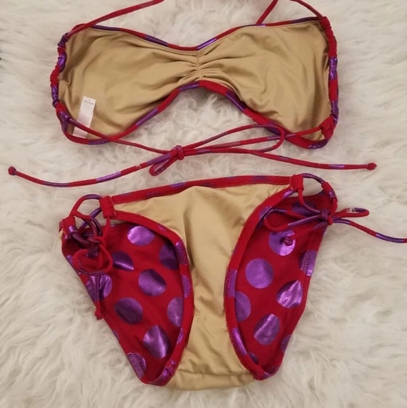 Vintage Victoria's Secret Shimmer Polka Dot Bikini - Picture 8 of 14